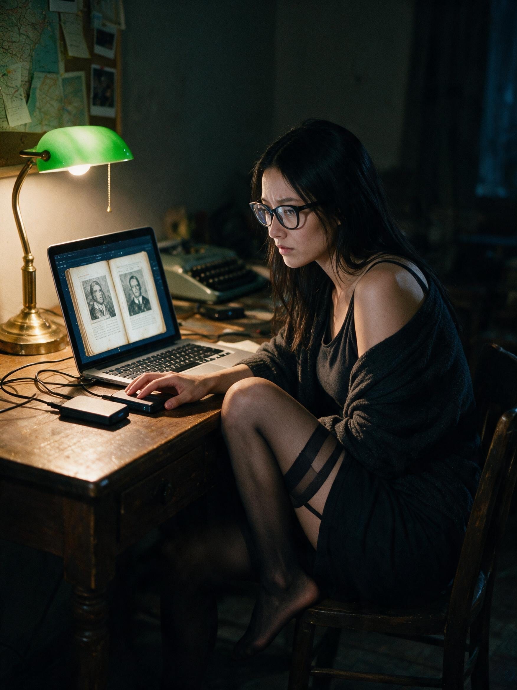 Me at the desk in Bishkek with two downloaded volumes open side by side.